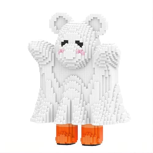 SehrKlug 13" Ghost Teddy Blocks Bear Building Bricks Set, Challenge for Adults, Ages 14+ - Collectible Room Decor for Office, Bedroom, Bookshelf - Screen-Free Stress Relief - Birthday Gift Idea - Image 1
