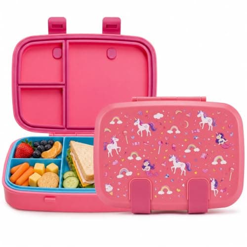 MISS BIG Microwave Safe Bento Box for Kids, Pink Mermaid Unicorn, 800ml