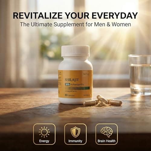 AOVITAO Natural Shilajit Capsules 550mg with Ashwagandha for Men and Women – Daily Wellness Supplement, 60 Capsules - Thumbnail 5
