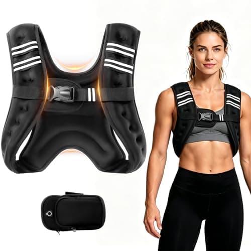 Weighted Vest, Adjustable Body Weight Vest with Reflective Stripe, 8/12/16/20lb for Men Women, Running Vest Woman for Strength Training, Workout, Jogging, Walking, Fitness Equipment, Gym, Muscle Building, Weight Loss, Weightlifting - Image 1