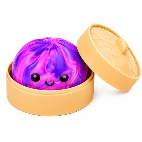 Marble Pink Dumpling Squishies, Mystery Squishies Dumplings, Cute Bao Bun Squishys with Steamer Box, Colorful Dumpling Stress Ball, Soft Fidget Sensory Squeeze Desk Toy Surprise Gift for Party - Image 1