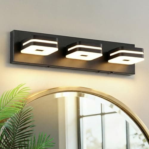 7Degobii Modern Bathroom Vanity Lights, 3-Light Dimmable LED Wall Sconce, Matte Black Vanity Light for Mirror, 5CCT Adjustable Vintage Bathroom Lighting Fixtures Over Sink