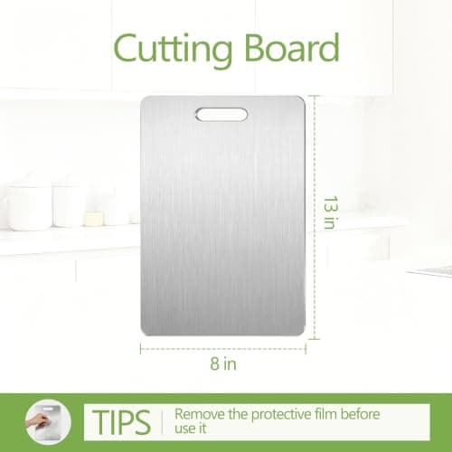 Stainless Steel Cutting Board Set, Double-Sided Chopping Boards for Kitchen, Separate Raw & Cooked Food Areas, Dishwasher Safe, for Meat, Vegetables, Fruits & More - Thumbnail 2