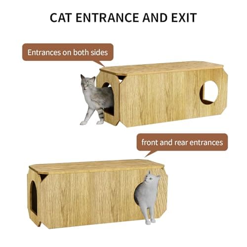 Coffee Table and Pet Entertainment Center Two-in-one,Rectangular Living Room Center Table,Four-sided Concave Corner Anti-collision Design,Suitable for Living Room Storage (Coffee table-Wood color) - Thumbnail 5