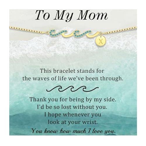 New Mom Gifts for Women, Mom Gifts from Daughter X Initial Bracelet Dainty Gold Bracelet with Initial Moms Birthday Gift Retiremet Christmas Jewelry - Image 1
