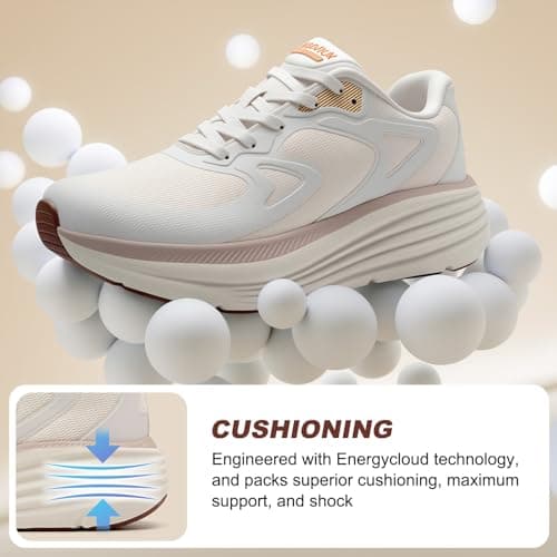 ALEADER Running Shoes for Women, Arch Support Walking Shoes, Tennis Shoes Womens Sneakers Beige/Apricot Size 7.5 - Thumbnail 3