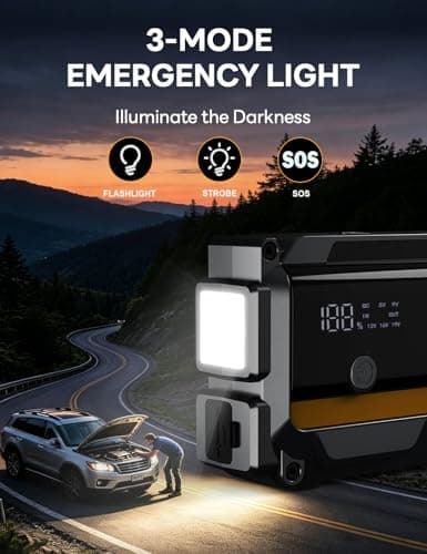 Sharmeal Jump Starter, 6000A Battery Jumper Starter Portable (All Gas/10.0L Diesel), 12V Jump Box Car Battery Jump Starter with Smart Jumper Cables, LED Light - Thumbnail 5