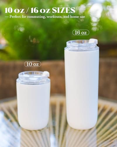 UIRZOTN 6 Pack 10 oz Sublimation Tumblers Blanks Bulk, Travel CoffeeTumblers with Straw and Lids, Reusable Cups with Lids for lced and Hot Drinks - Thumbnail 6