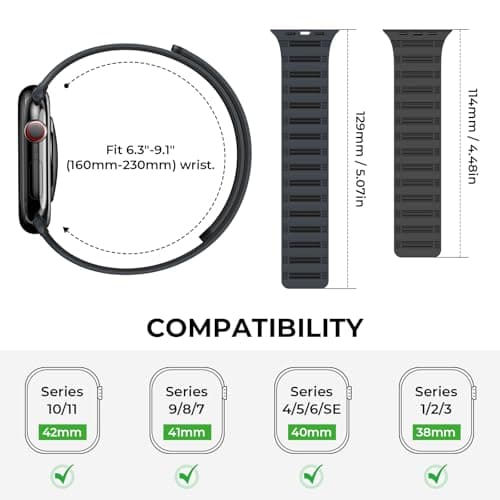 EVIE BAND Magnetic Watch band Compatible with Apple Watch for Men Women 44mm 45mm 46mm 49mm 42mm 41mm 40mm 38mm, Silicone Sport Strong Strap for iWatch Series 11 Ultra 3 Ultra 2 Se 10 9 8 7 6 5 4 1 - Thumbnail 2
