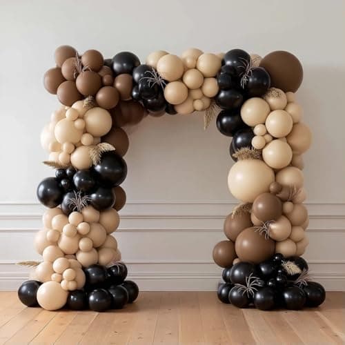 160Pcs Black Brown Nude Balloon Garland Arch Kit Dark Brown Nude Tan Black Balloons for Boy First Rodeo Wild West Country Birthday Farm Fiesta Party Decorations - Thumbnail 6