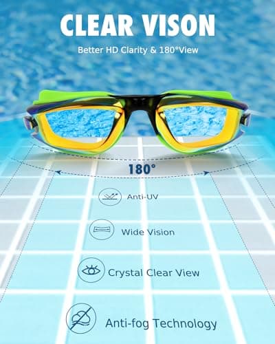 Aegend Swim Goggles for Kids Youth 3-14 Anti-Fog Anti-UV Comfort Fit Goggles for Swimming - Thumbnail 5