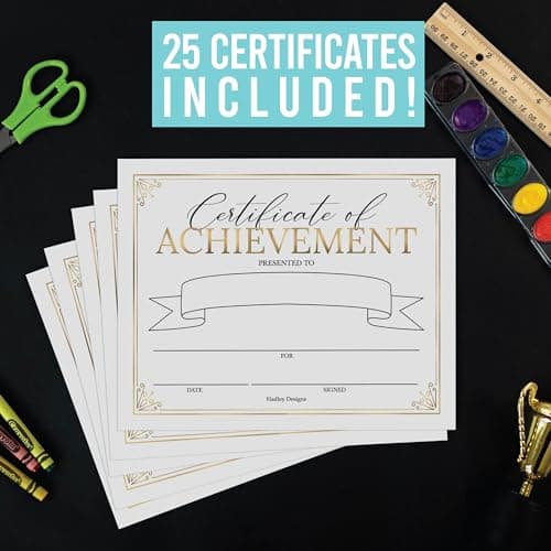 Certificate of Achievement Awards -25 Bulk Award Certificates for Students & Employee of the Month, Premium Real Gold Foil Certificate Paper, Superlative Academic Excellence Certificates of Completion - Thumbnail 2