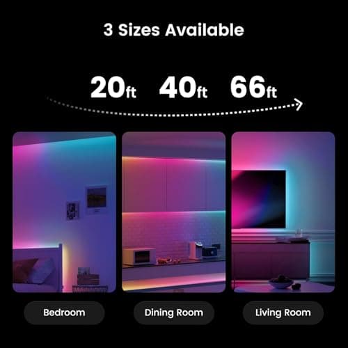 YEELIGHT LED Strip Lights, 20FT Smart Light Strips with 108 LEDs and Music Sync, RGB Color Changing Light with Bluetooth Connected and APP Control, Led Lights for Bedroom, Living Room, Home Decor - Thumbnail 4