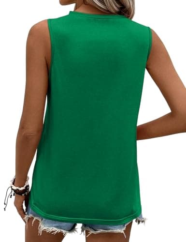 JUSTFASHIONNOW Sleeveless Tank Tops for Women Dressy Summer Flowy Tops Crew Neck Basic Tshirts Trendy 2026 Clothes(Green,XX-Large) - Thumbnail 5