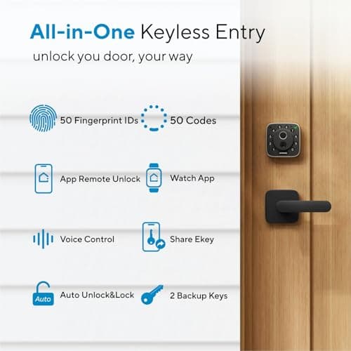 ULTRALOQ Bolt Fingerprint WiFi Smart Locks for Front Door with Door Sensor, Works with Apple Home, Alexa, Google, Keypad Door Lock with Handle, App Remote Access, Geofence Auto Unlock, Auto-Lock - Thumbnail 2