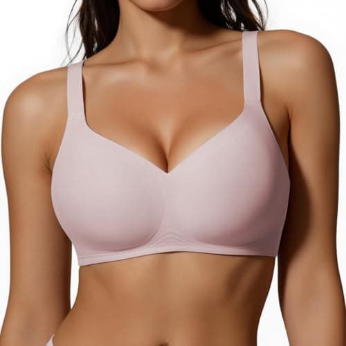 UIMERO 2026 Womens Wireless Bra Seamless Jelly Bras Full Coverage Supportive Comfortable No Underwire T-Shirt Everyday Bras Pink - Image 1