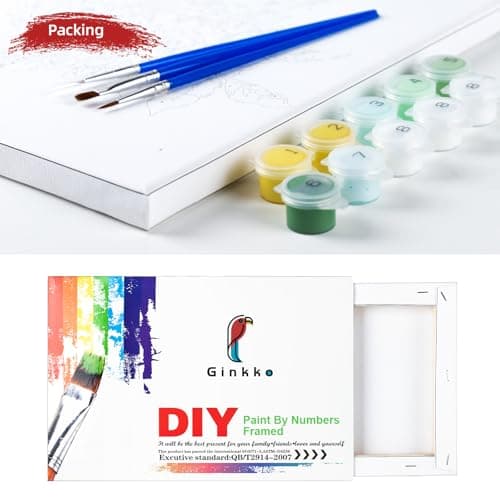 Ginkko Paint by Numbers Art Craft Kit for Adults, Beach Themed, Framed Canvas 9x12 inch, Non-Toxic Acrylic Paints, Professional Brushes, Unique Gift - Thumbnail 6