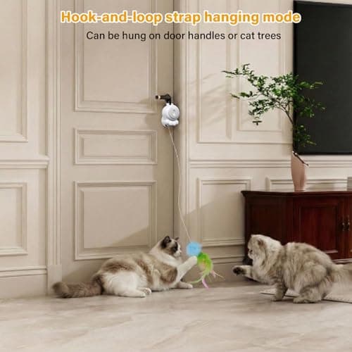 HAPPYCODE 2-in-1 Electric Cat Wand – Rechargeable Auto Indoor Toy, Suction & Hanging Design, 2 Modes (Track Chase + Bounce),Perfect for Kittens & Adult Cats, Ultimate Cat Gift - Thumbnail 3