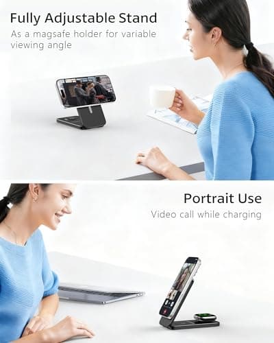 XNYAND Compatible MagSafe 3 in 1 Wireless Charging Station for Apple, Magnetic Foldable Charger Stand for iPhone 17/16/15/14/13/12 Pro Max, Apple Watch Ultra/Series & AirPods Pro Fast Charging Dock - Thumbnail 5