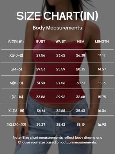 PINKMSTYLE Women Lace Cami Square Neck Tank Tops Y2k Summer Adjustable Spaghetti Strap Camisole Tops Sleeveless Shirts Red Large - Thumbnail 6