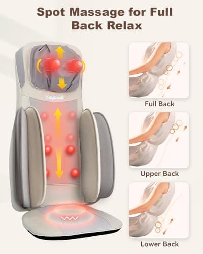 Heycool Shiatsu Back and Neck Massager with Heat, Upgraded Massage Chiar Pad with Compression, Vibration, Chair Seat Massager for Home, Office, Gifts for Men, Women - Thumbnail 3