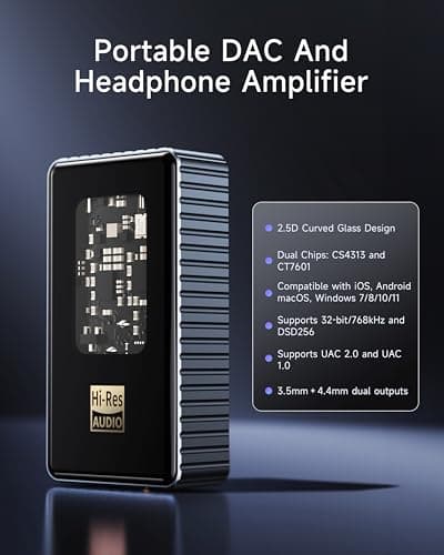 ZOOAUX PRO Headphone Amplifier, Portable Hi-Res Audio Amp with 4.4mm & 3.5mm Outputs, PCM 768kHz/DSD256 Support, Volume Control for Android, iOS, Mac & Windows - Thumbnail 4