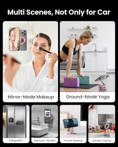 2026 Upgraded Vacuum Suction Cup Phone Mount for Magsafe [109+LBS Strongest Suction], 360° Adjustable Foldable Vacuum Magnetic Phone Holder for Car [24 N55 Stronger Magnets], for iPhone 17/16/15/14/13 - Thumbnail 6