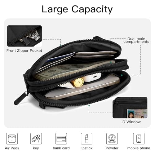 Gitus Puffy Cross Body Purse for Women Wristlet Wallet with RFID Blocking Quilted Crossbody Cell Phone Organizer Birthday Gifts for Women (Black) - Thumbnail 6