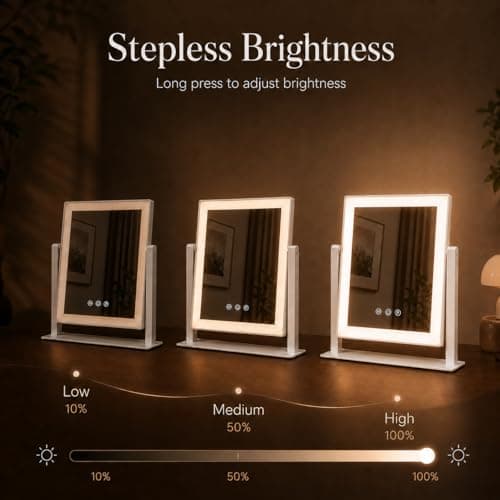 DECADENCE 14.1 Inch LED Vanity Makeup Mirror with Lights for Women and Mom, 10X/5X Detachable Magnifiers, 3 Color Modes, Dimmable Touch Control, 360 Degree Rotation, Tabletop Cosmetic Mirror - Thumbnail 5