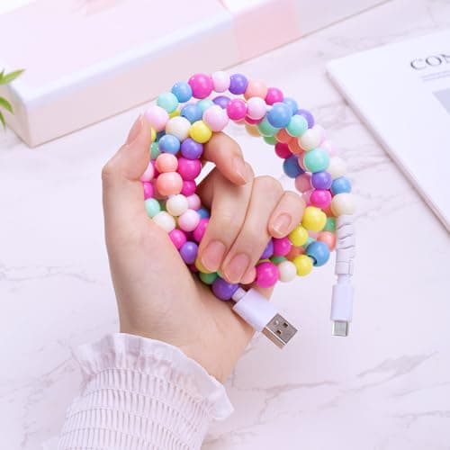 ComfyBay 3.3FT USB C Charging Cable, 60W Acrylic Beaded Charger Cord, Compatible with Samsung Galaxy, iPhone 16/15, iPad, and More - Thumbnail 3