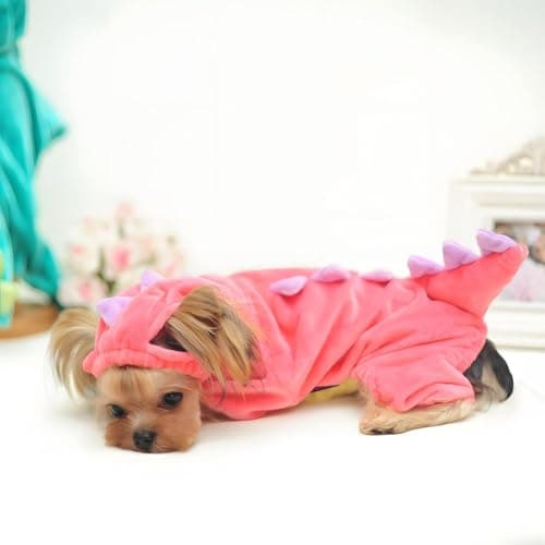 NACOCO Dog Dinosaur Design Costume Green Pet Clothes for Medium & Large Dog(Pink, XL) - Thumbnail 3