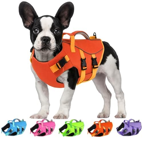 Dogcheer Dog Life Jacket with Double Rescue Handle, Reflective Dog Harness Life Vest for Swimming Boating, Adjustable Pet Swim Vest Dog Flotation Device DFD for Small Medium Large Dogs - Orange S - Image 1