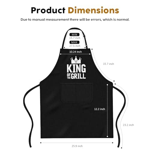 Kitchen Apron Gift for Men, BBQ Grilling Apron with 2 Pockets, Funny Birthday Christmas for Father Dda Husband Boyfriend, Water & Oil Resistant Protective Fabric, Adjustable Professional Chef Apron - Thumbnail 5