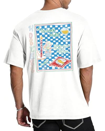 YTD Mens Graphic T-Shirts Short Sleeve Beachfront Bliss Print Oversized Cotton Casual Unisex Tee - Image 1