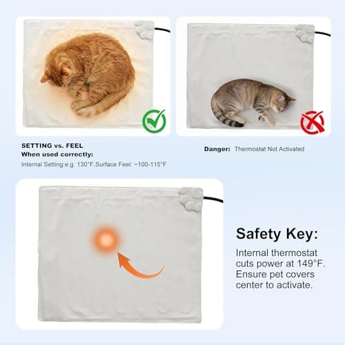 ZOMISIA Large Dog Heating Pad 35x24 Inch - 11 Adjustable Temperature and 25 Timer Options, Heated Dog Bed Indoor Waterproof with Chew-Resistant Cord for Large Dogs - Thumbnail 3