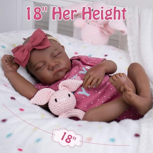 Milidool Reborn Baby Dolls Black Girl - 18-inch Realistic Baby Dolls, Lifelike Soft Vinyl Black American Doll, Nice Gift for Kids, Pre-Parents, Grand-Parents, Doll Collectors - Thumbnail 5