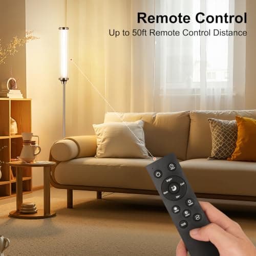 FRIDEKO HOME Floor Lamp, Smart RGBCW LED Color Changing Ambient Lighting for Living Room & Gaming Decor, Standing Lamp with App & Remote Control, Tall Corner Lamp for Bedroom, 12W 1500LM, Gold - Thumbnail 6
