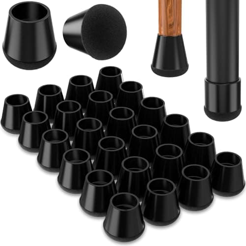 YTEACIUL Chair Leg Floor Protectors Small 24Pcs,Silicone Chair Leg Protectors for Hardwood Floors/Tiles,360°Wrapped Felt Bottom to Prevent Scratch and Reduce Noise, Round Black(Fit:0.8"-1") - Image 1