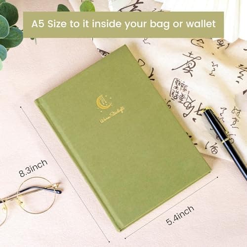CAGIE Lined Journal Notebook for Women Men, A5 Hardcover Linen Journals for Writing 256 Pages, Aesthetic Womens Diary, Gifts 8.3'' x 5.7'' Light Olive - Thumbnail 3