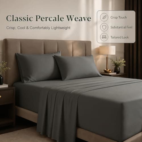 HYPREST Egyptian Cotton California King Sheets - 18 Inch Deep Pocket Cal King Size, Luxury Soft & Crisp Bed Sheets Set, Oeko-TEX Certified, Durable Cooling Hotel Bedding, Grey - Thumbnail 5