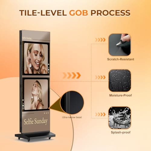 RIXZSIW 90 inch LED Digital Signage, P1.86 Tri-Fold Dual-Sided Foldable LED Poster Screen with Flight Case, GOB Commercial Advertising Display Screen Kiosk, WiFi/USB/HDMI, for Store, Rentals, Events - Thumbnail 6