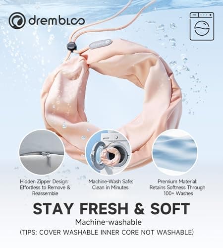 Neck Pillow Airplane for Sleeping, CertiPUR-US® BASF Memory Foam Cooling Travel Pillows for Airplanes, Adjustable Flight Sleep Pillow with Comfortable Breathable Cover, Portable Plane Accessories - Thumbnail 4