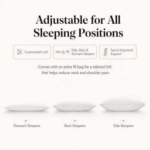 Luneast Memory Foam Pillows for Sleeping Adjustable Bamboo Blend Breathable Bed Pillow for Side, Back, and Stomach Sleepers Washable Pillow Cover Dream Cloud Queen Size 18X28 in - Thumbnail 5