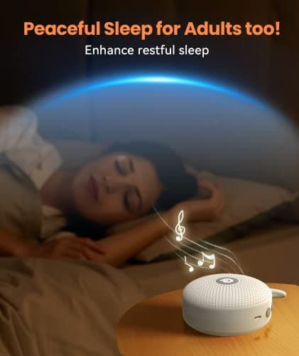 Dreamegg Portable Noise Machine for Baby Adult, Features Powerful Battery, 21 Soothing Sound, Noise Canceling for Office & Sleeping, Sound Therapy for Home, Travel, Registry Gift, Classic White - Thumbnail 6