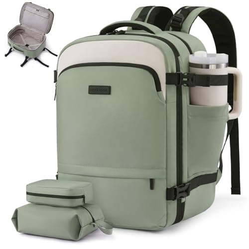LOVEVOOK Carry On Backpack for Women Flight Approved, Travel Backpack for Men, Personal Item Travel Bag with Large Cup Holder & Padded Laptop Compartment, Business Daypack with 2 Cubes, 17.3 Inch - Image 1