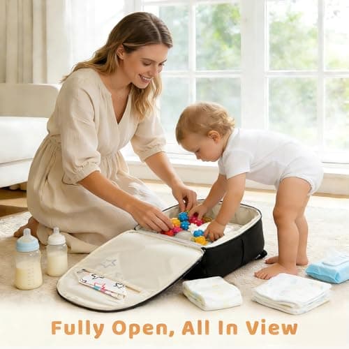 Lekesky Diaper Bag Backpack, Large Baby Bags for Mom Dad Maternity, Travel Diaper Backpack Baby Essentials with Changing Pad, Insulated Pockets, Stroller Straps, Laptop Compartment (Black) - Thumbnail 2