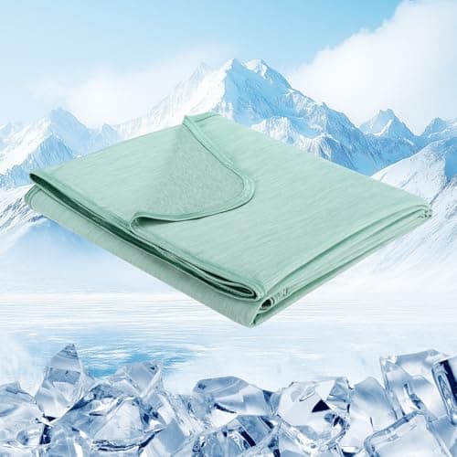 Danctec Cooling Blanket for Hot Sleepers, Summer Cool Throw for Hot Flashes or Night Sweats, Q-Max>0.4 Cool Fiber for Double Bed Couch Sofa, Lightweight Cold Blankets, Queen Size, 79x86 inch, Green - Image 1