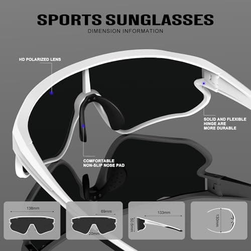 KALIYADI Mens-Sunglasses Polarized Sports Sunglasses: Cycling Sun Glasses Women UV400 Protection for Running - Thumbnail 4