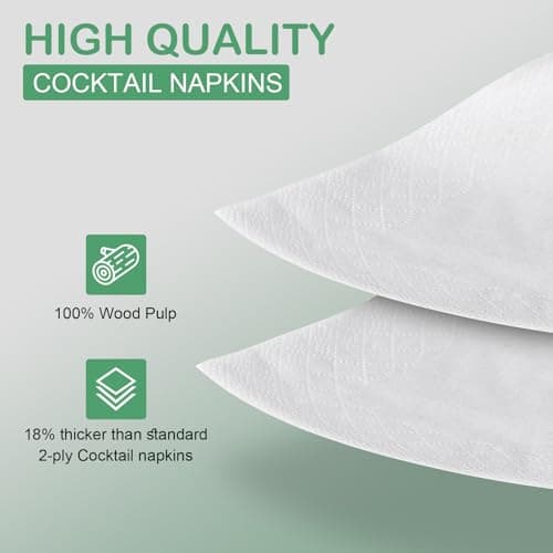 Kouorao White Cocktail Napkins - 600 Count Disposable Paper Napkins, 2-Ply 4.5 x 4.5 Inch Beverage Napkins Bulk for Dinner Wedding Bar Party and Everyday Use - Thumbnail 3