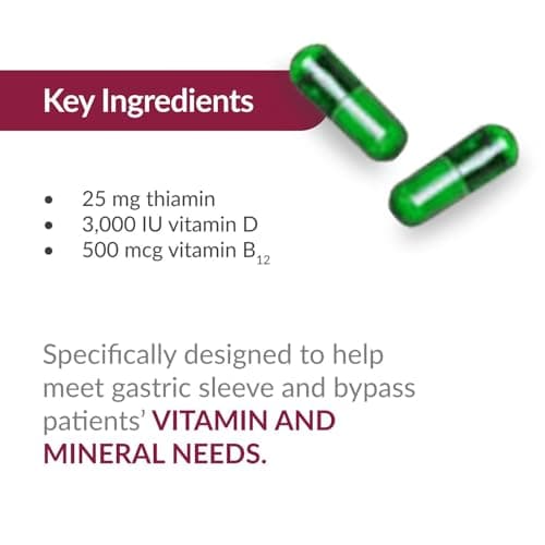 Bariatric Advantage Ultra Solo Without Iron - Once-Per-Day Daily Multivitamin - for Bariatric Patients - with Thiamin, Vitamin A & More - Gluten Free - 30 Capsules - Thumbnail 6